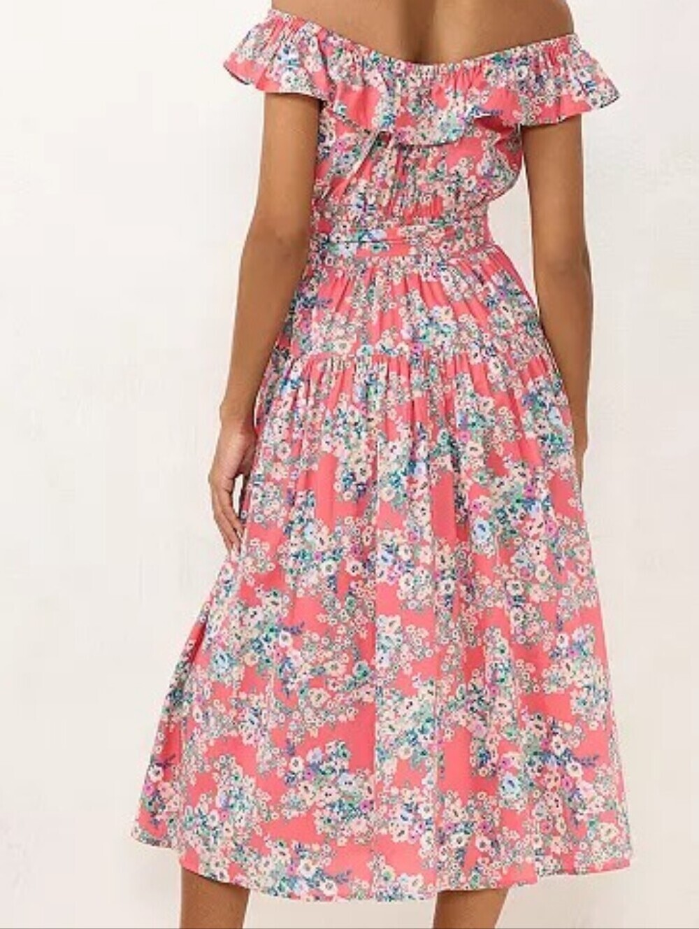 LAUREN CONRAD RED/PINK RUFFLE DRESS - Picture 3 of 8